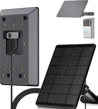 6W Solar Charger Compatible with Ring Video Doorbell 2020 Release, Micro USB Port Only, Not Compatible with the 2025 Type-C Interface doorbell