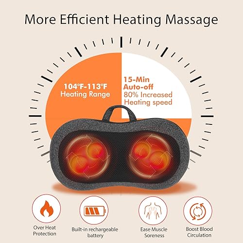 Miniatura 2 de Regalos de cumpleaños para mujeres y hombres mayores masajeador inalámbrico de cuello y espalda con calor, masajeador de cuello Shiatsu de tejido