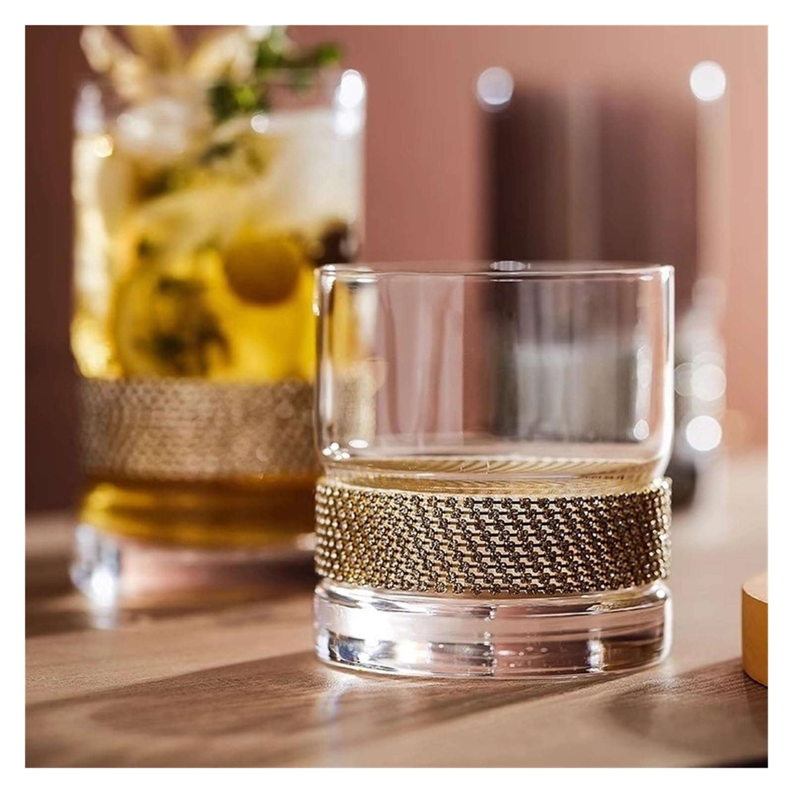 Szklany kubek Luksusowy kubek ze szkła kryształowego bez nóżki, kieliszki do whisky o ciężkiej podstawie(Gray,S)