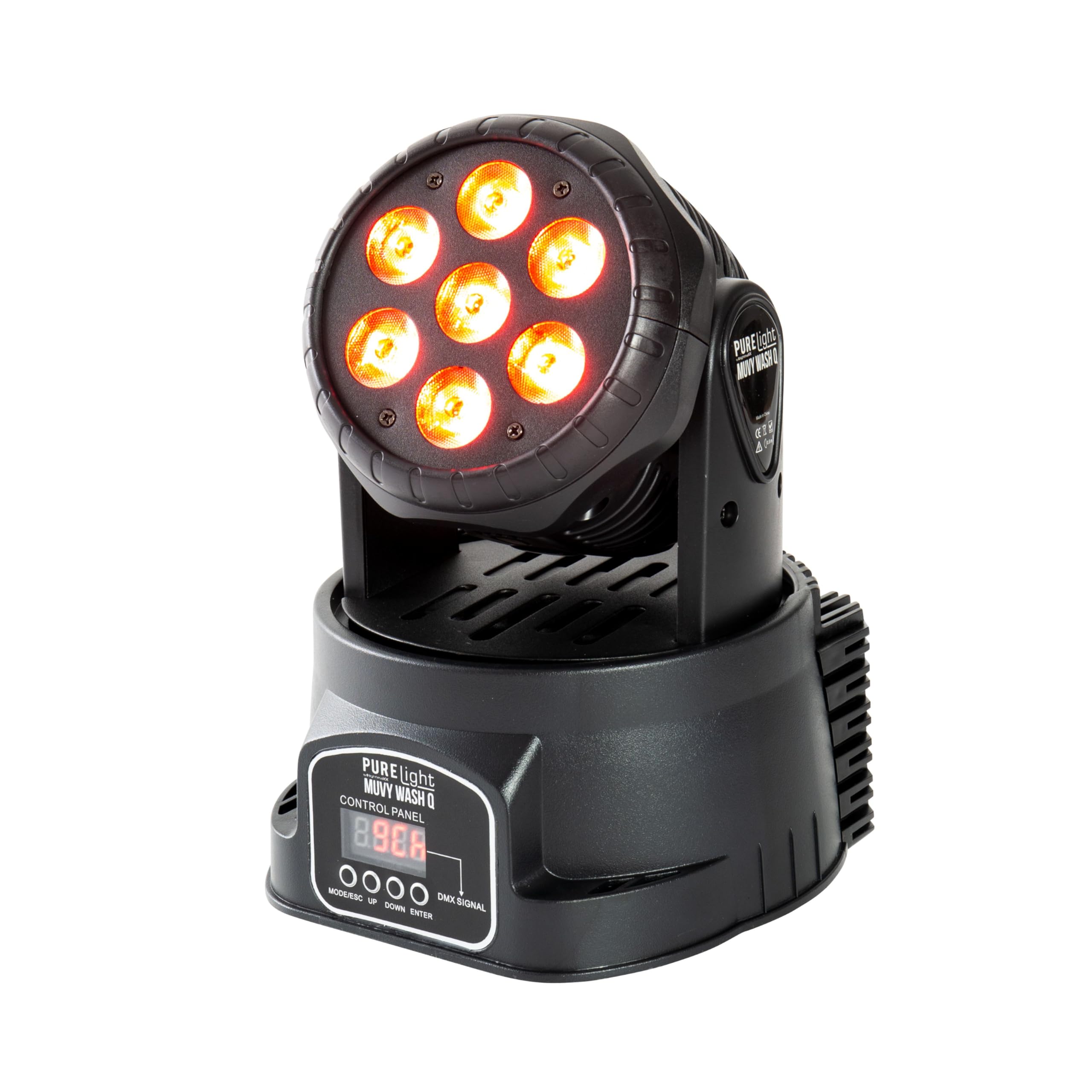 PURElight MUVY WashQ 7x10W RGBW LED Wash Head, 80W Output, Multi Colour LED, 45° Beam Angle, 540° PAN, 270° TILT, 9 DMX Channels, Dimmer, Strobe, Compact Design, DJ Club Bar Lighting