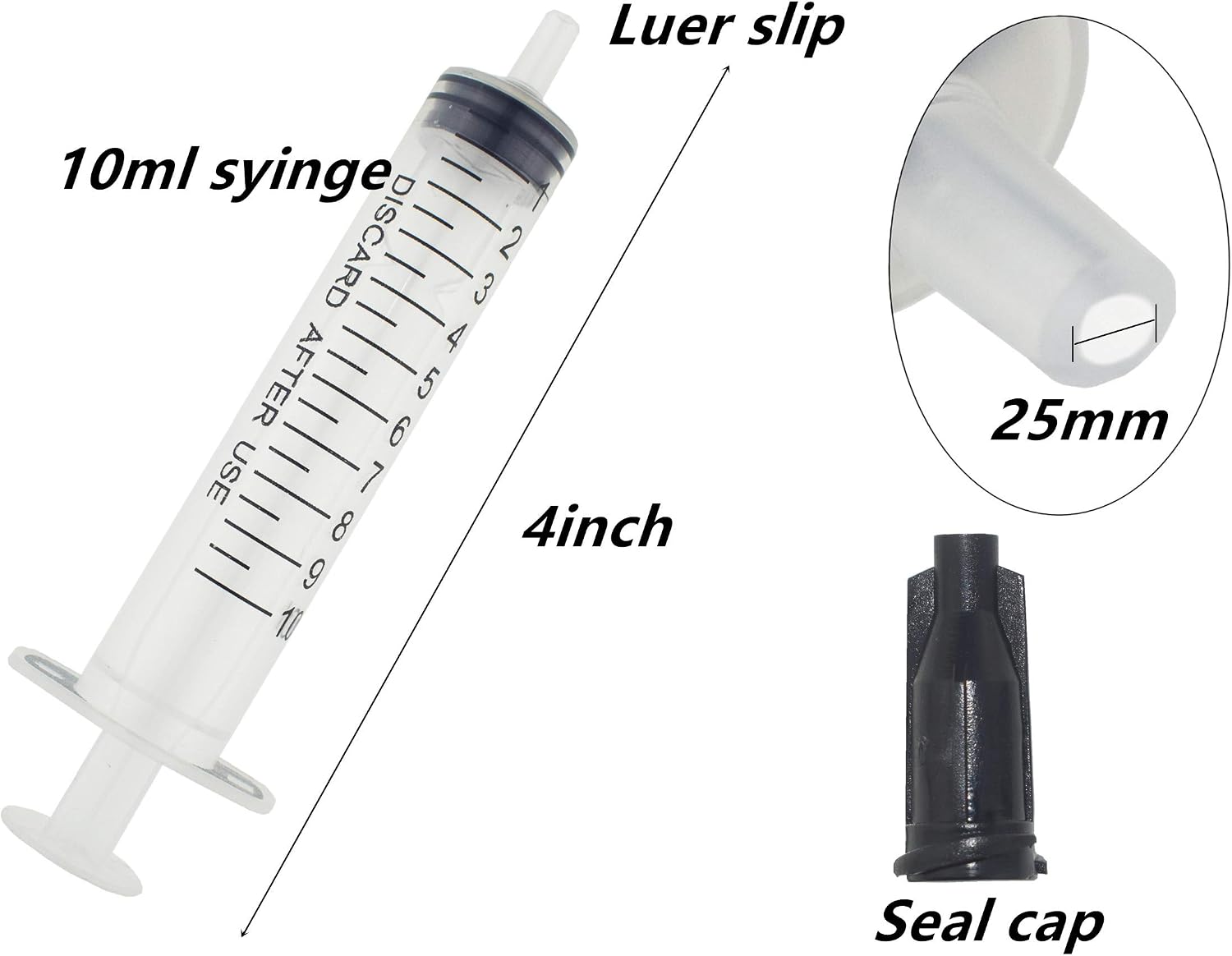 30 Pack 10ML Plastic Syringe Luer Slip with Cap, Great for Measuring, Refilling Watering and Pets Feeding(Non-sterile) (10ML)