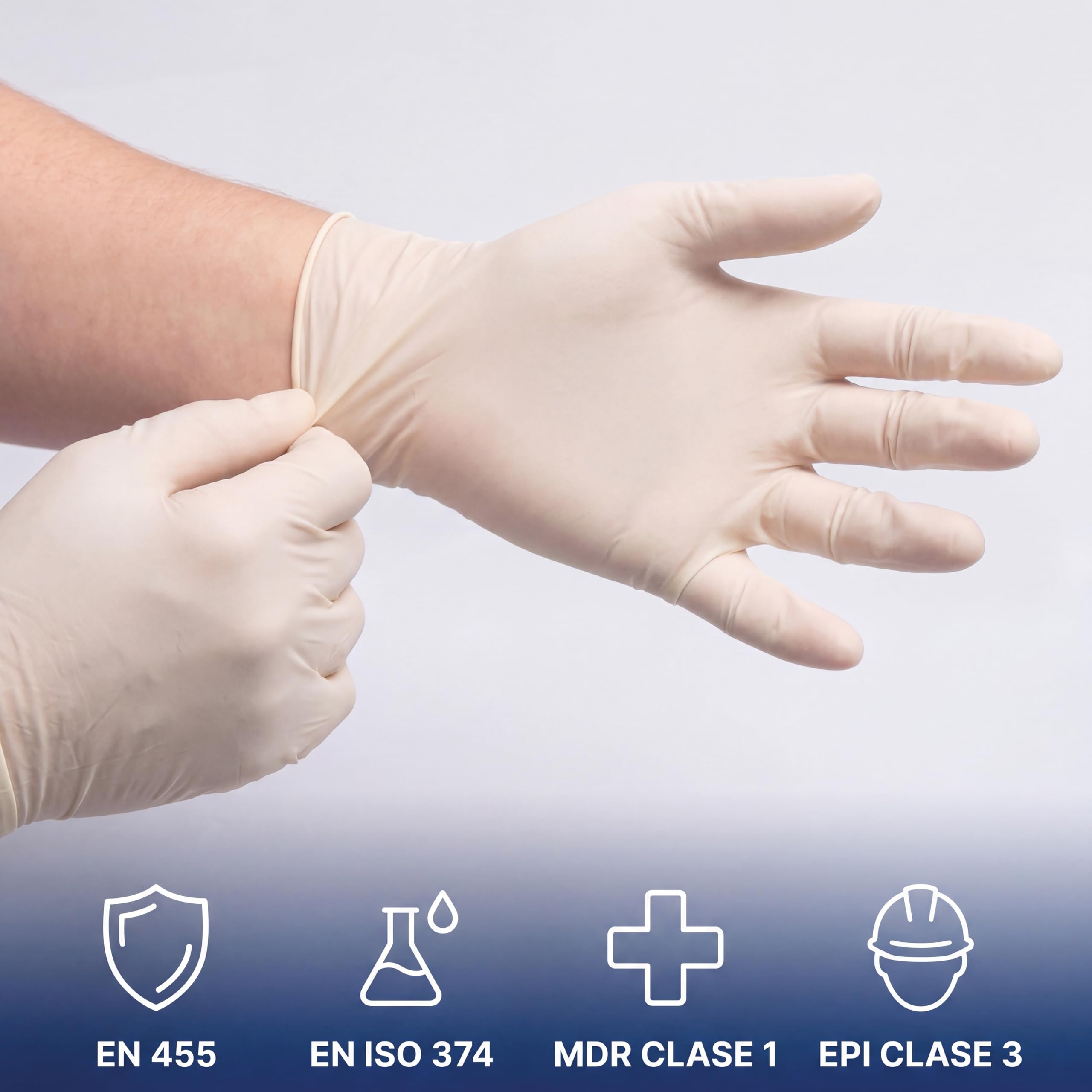 KMINA Gants Latex Jetables Sans Poudre, Blancs, Taille L (1000 pcs)