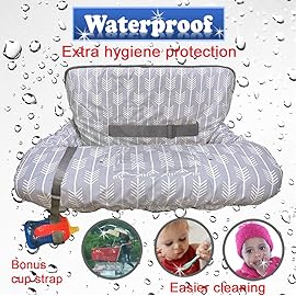 Shopping Cart Cover for Baby Grocery Cart Cover for Baby boy and Baby Girl, High Chair Cover for Baby and Toddler, Baby Registry Gift - Waterproof - Extra Large - Cotton - Double Sided (Light Grey)