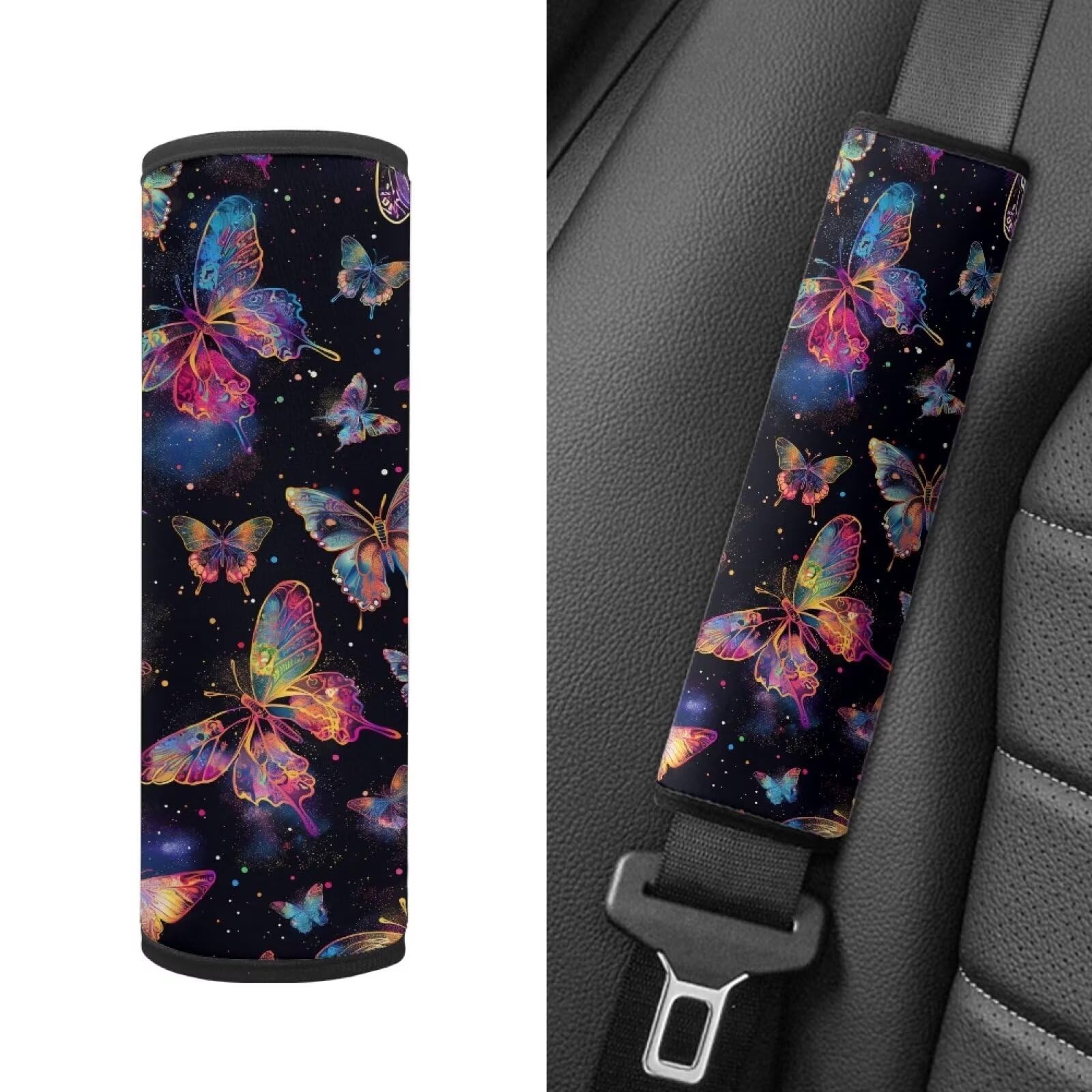 Biyejit Colorful Butterfly Car Seat Strap Covers for Kids Baby, Anti-Slip Soft Car Seat Strap for All Car Seats, Stroller, Pushcar, Backpack Shoulder Pads