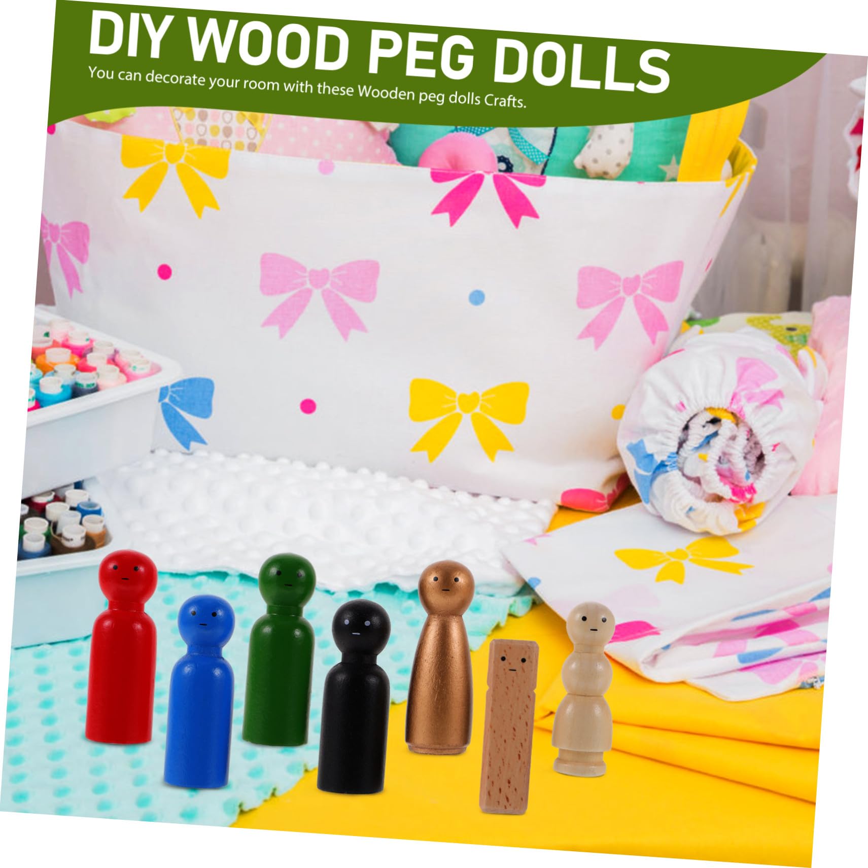 POPETPOP 28 Pezzi Bambole Peg in Legno Modelli DIY per Bambini | Figure Grezze da Dipingere, per Decorare la Stanza, Attività Creative Movimenti Fini