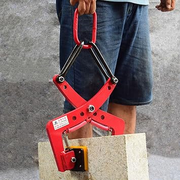 Heavy-Duty Stone Plate Lifting Clamp - Granite Slab Carrier with Rubber Non-Slip Pads, Vertical Hoisting Tool, 200kg 440lbs Capacity for Safe Material Handling