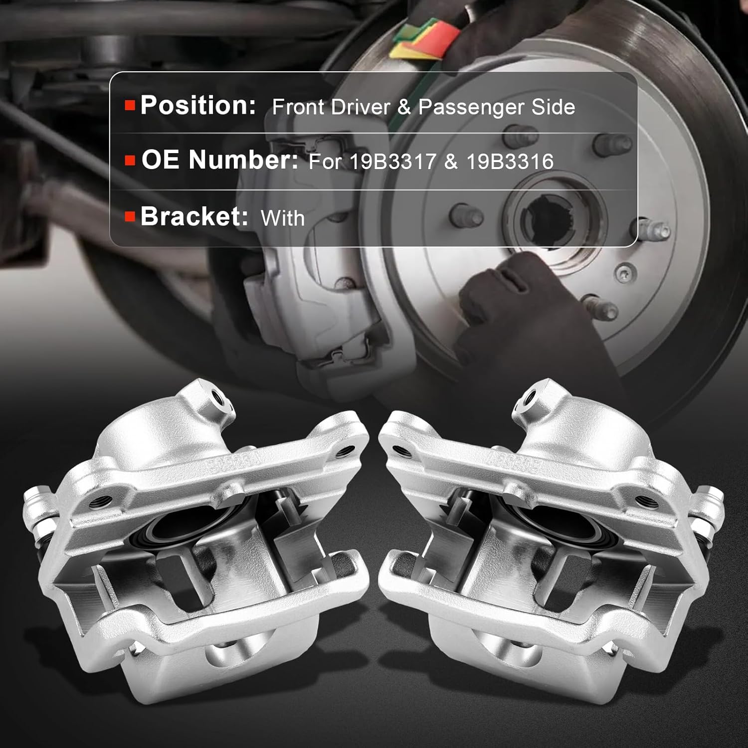 cciyu Front Left & Right Brake Calipers Assembly w/Bracket 19B3317 19B3316 2006-2015 For Mazda For MX-5,2006-2015 For Mazda For MX-5 Miata