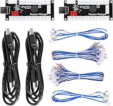 2-Player Zero delay USB Encoder to Arcade Joystick and Arcade Buttons, USB Joystick Encoder for PC, MAME, Windows and Raspberry Pi