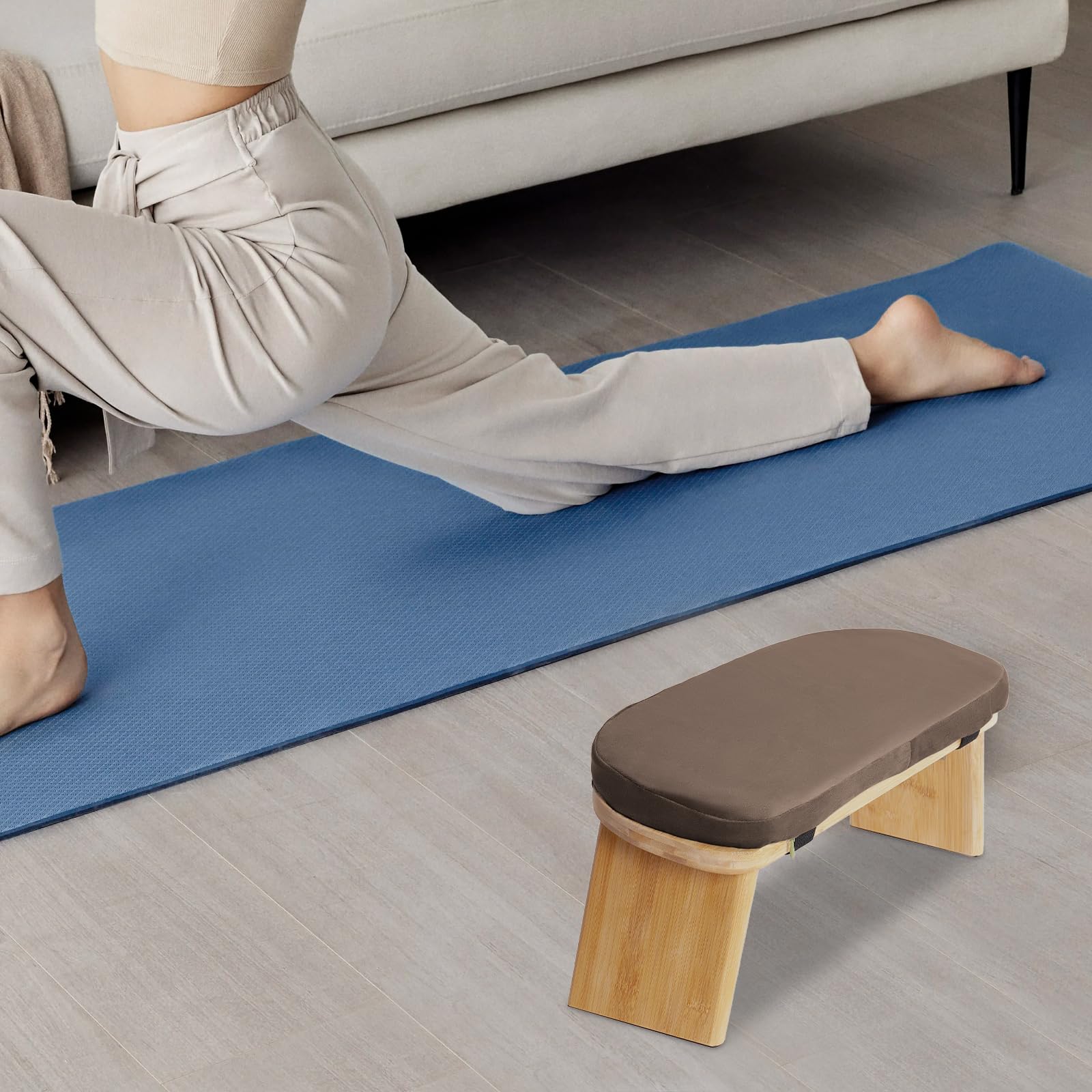 Ławka do medytacji, taboret, drewniana, poduszka do jogi, mata do medytacji, krzesło do medytacji, krzesło składane, ergonomiczne krzesło do modlitwy, uważności, 44 x 19 x 21 cm