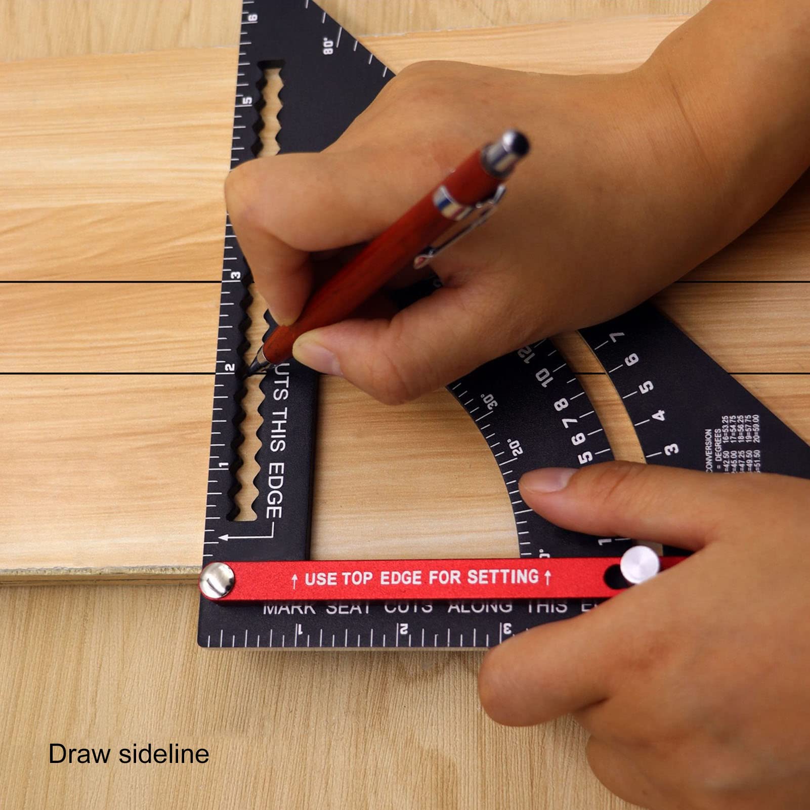 Regla Triangular Ajustable, Herramienta móvil de aleación de Aluminio para trazado de carpintería, Multifuncional con Escala Clara.