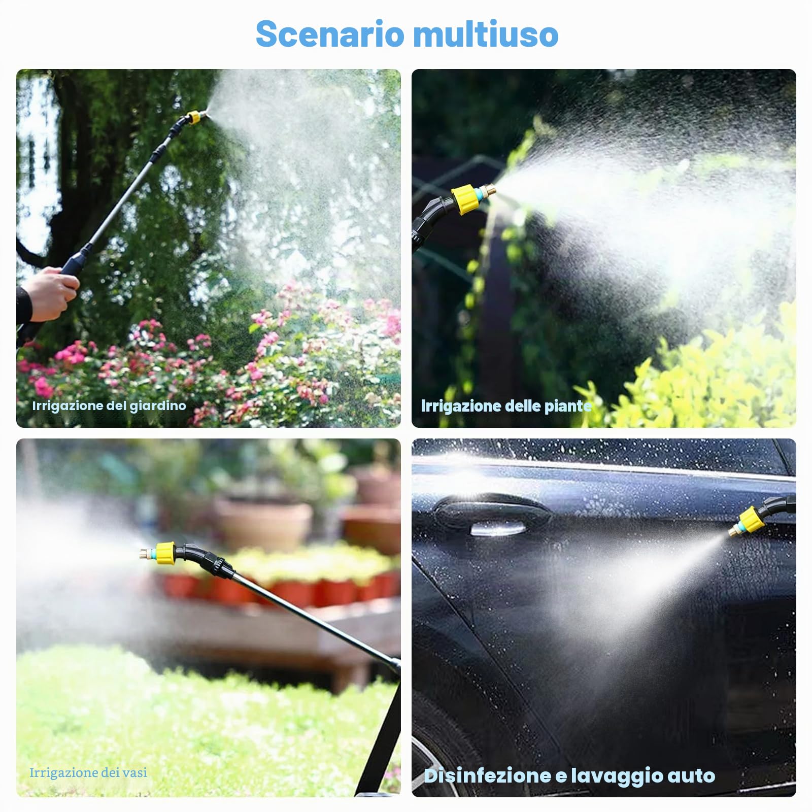 Spruzzatore Elettrico 5L/8L Spruzzatore Da Giardino Con Spruzzatore Lancia Telescopica Max 90 cm 2 Ugelli 2000mAh per Diserbo Spray Pulizia (8L)