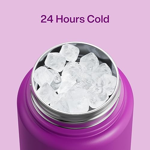 Miniatura 708 de ENCOOL Botella de agua aislada con popote, de acero inoxidable, a prueba de fugas, sin BPA, al vacío de doble pared que se mantiene fría durante 24