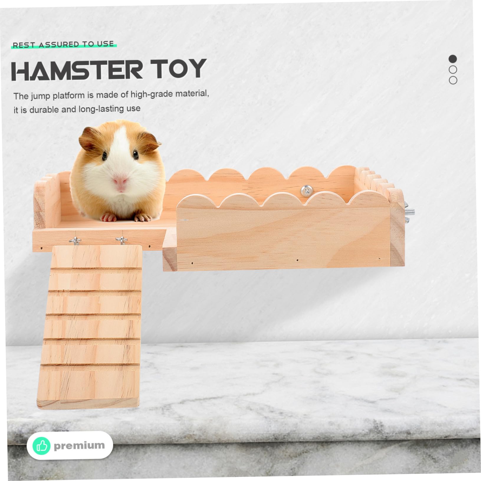 Spielzeugplattform Schraubmontage Holz mit Hamster und Meerschweinchen
