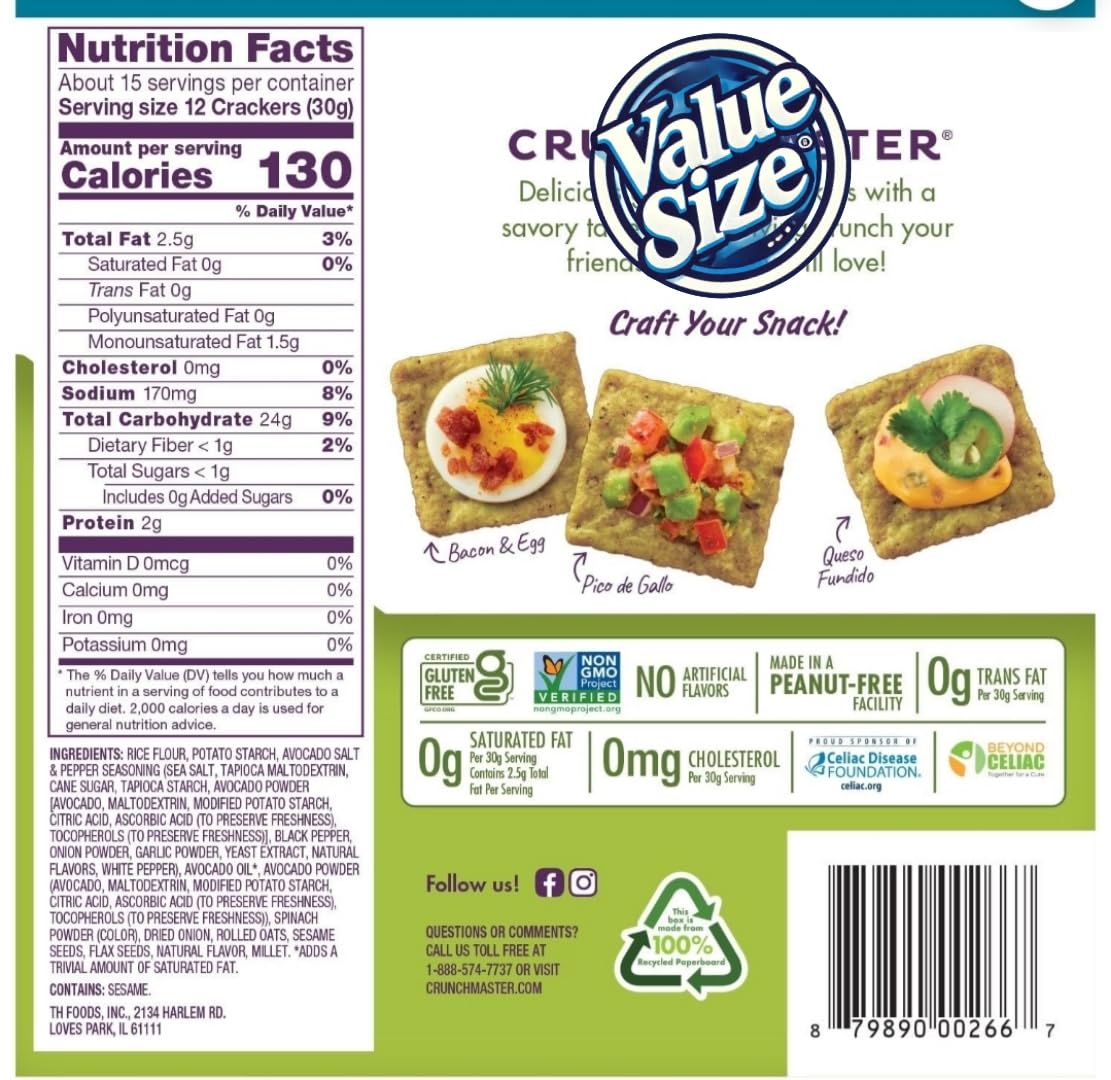 Avocado Toast Crackers with Salt & Pepper Value Size 16 oz + Free MOOCHI Reusable Water Bottle – Custom Bundled