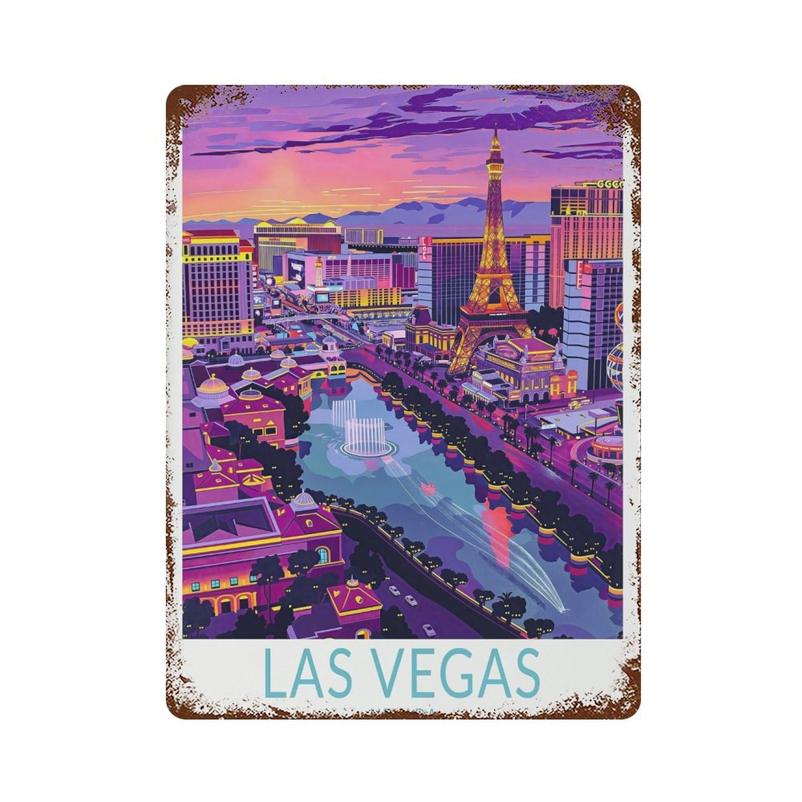 xiaoxiaoshen Las Vegas Travel Nevada City Personalised Gifts, Birthday Present Wall Decor Art Metal Tin Poster Modern Home Decor Art Home Bar Shop Decorations Vintage Sign 40x30cm