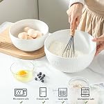 Ceramic Large Mixing Bowls for Kitchen, Set of 2 Big Serving Bowls for Cooking, Popcorn, Salad, Soup, Baking, Dough Bread Making Bowl, 10 inch + 8 inch, White