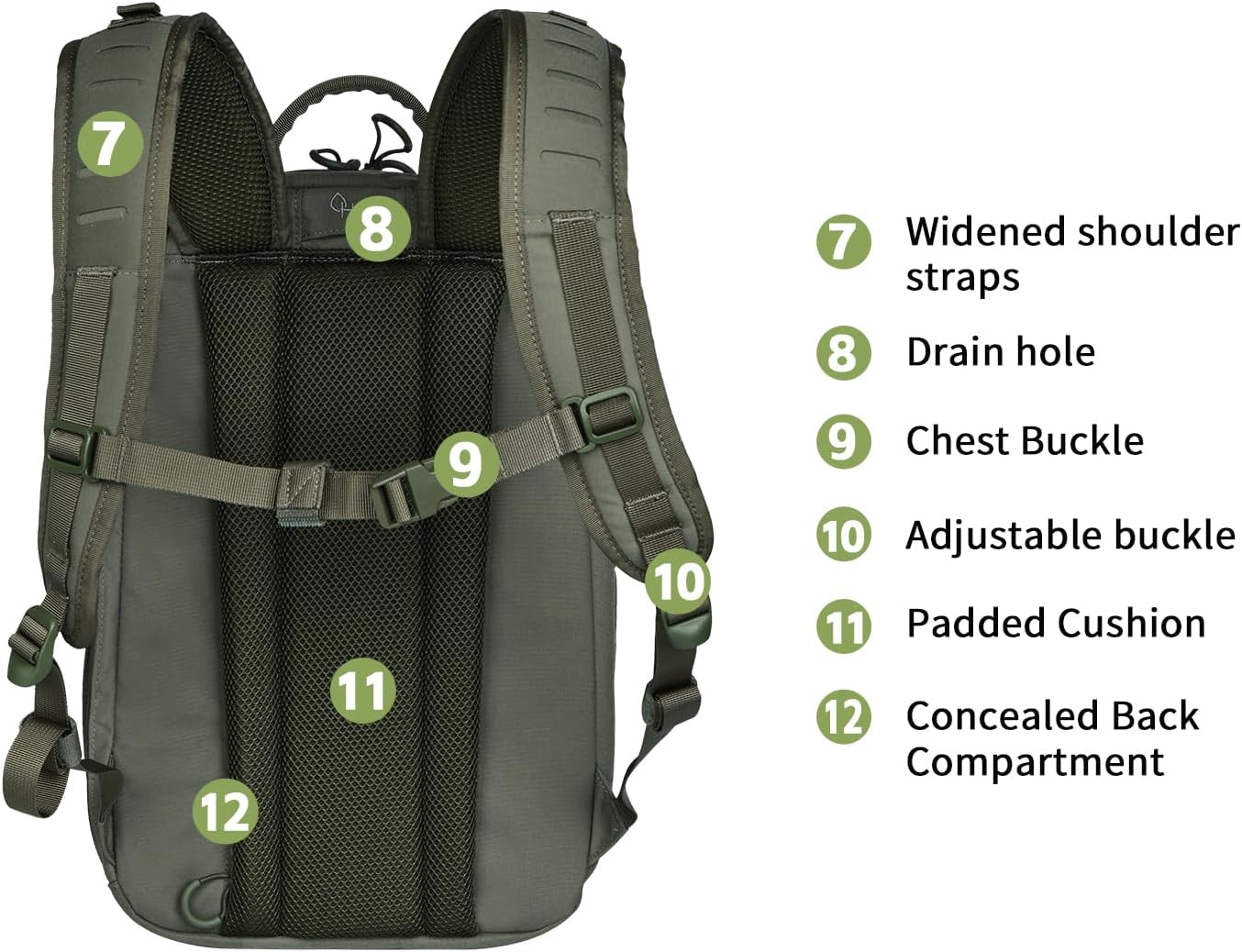 BOMTURN Military Tactical Backpack, Small Army Molle Bag 2 Day Assault Pack 25L with Bottle Holders - Image 5