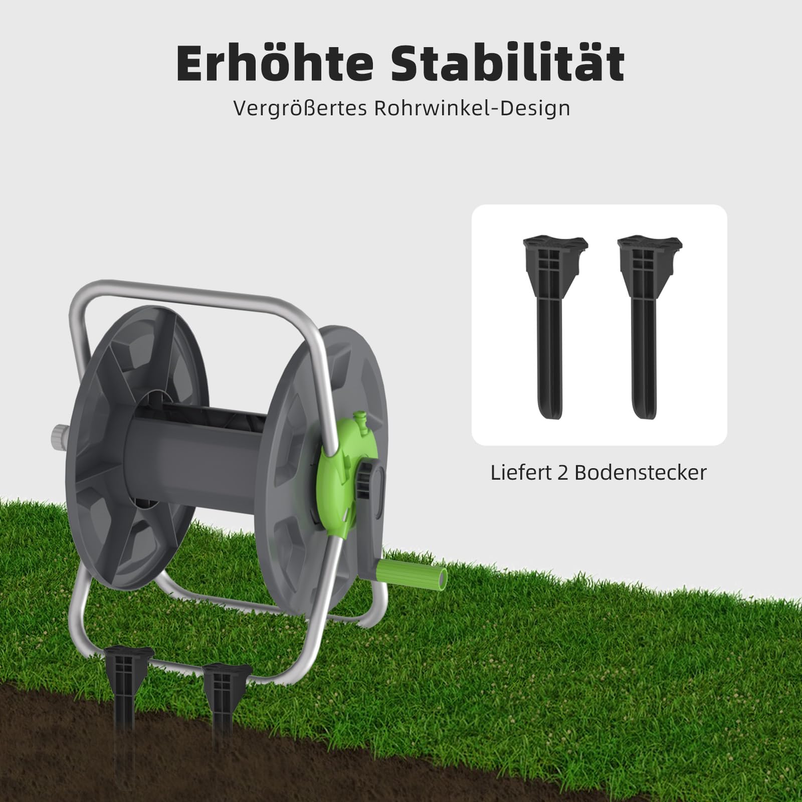 Gartenschlauch Schlauchtrommel für 25–30 m Schlauch (1/2 Zoll), wandmontierbar, tragbarer Schlauchhalter zur praktischen Aufbewahrung und Bewässerung