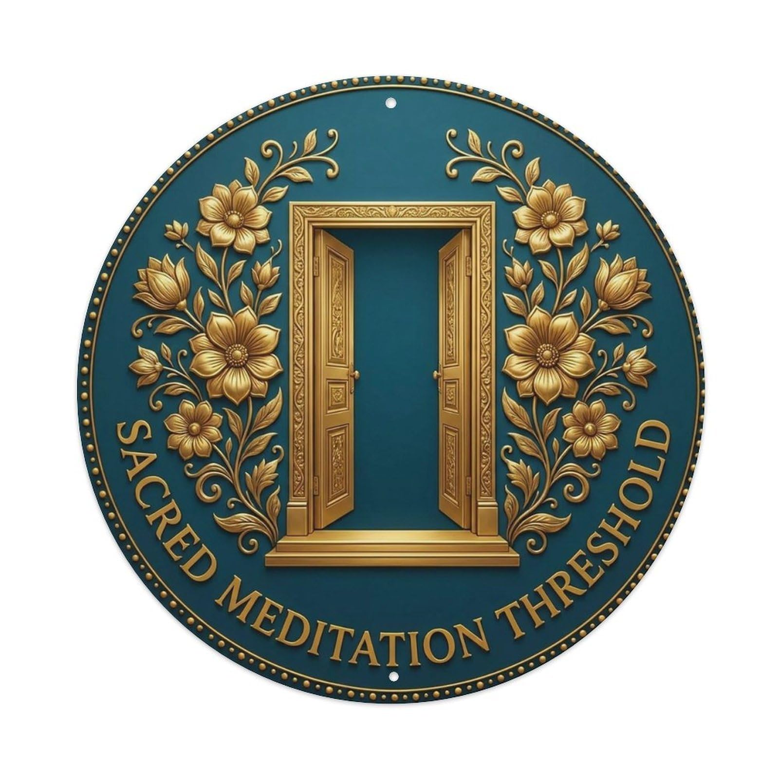 Vintage Sacred Meditation Threshold Flower Zen Yoga Vintage Metal Tin Sign Plaque Wall Decor for Cafe, Club Bar, Office, Garden Metal Poster 8x8Inch
