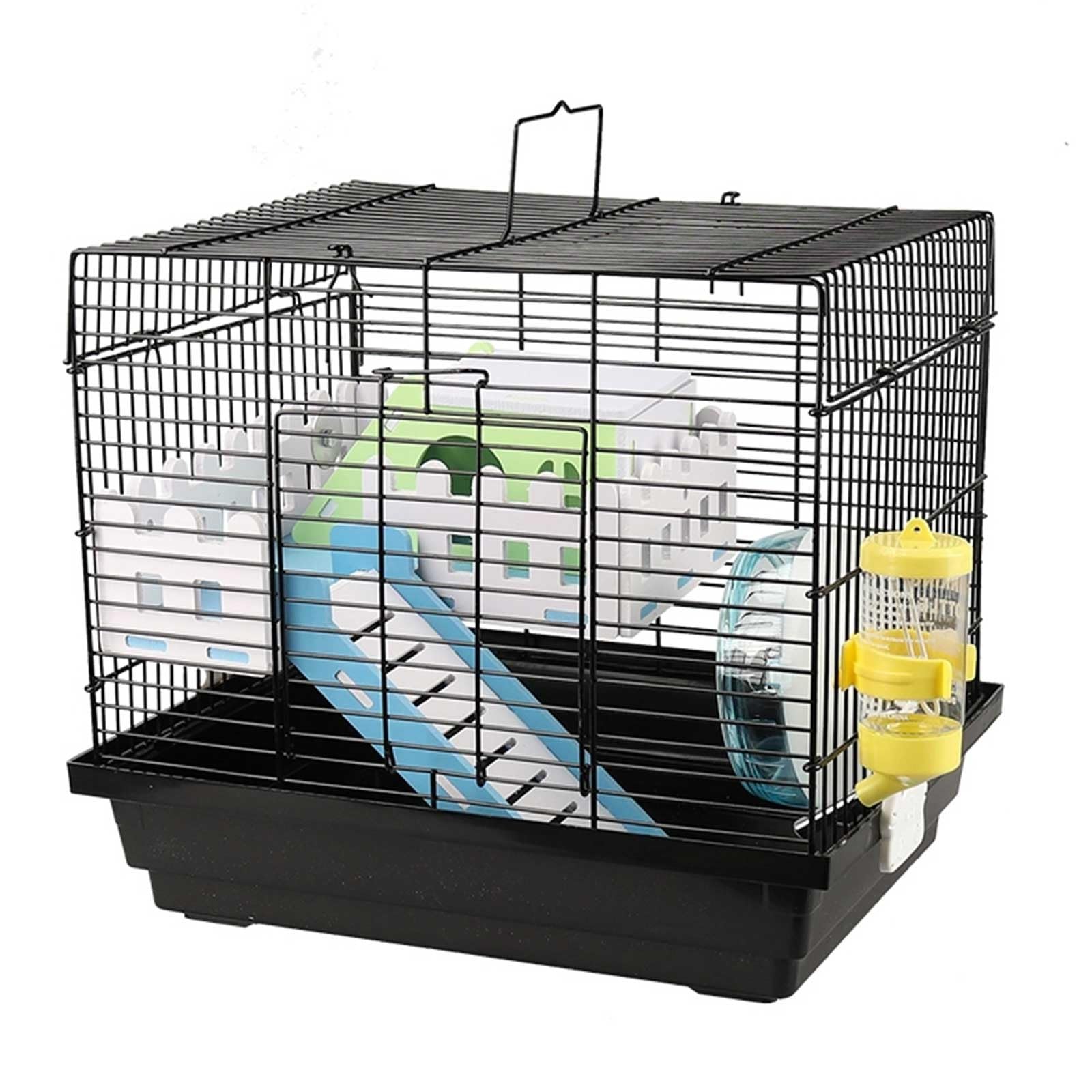 Jaula para hámster con accesorios, incluye botella de agua, rueda de ejercicio, plato de comida y escondite para jerbos, ratones y hámsters