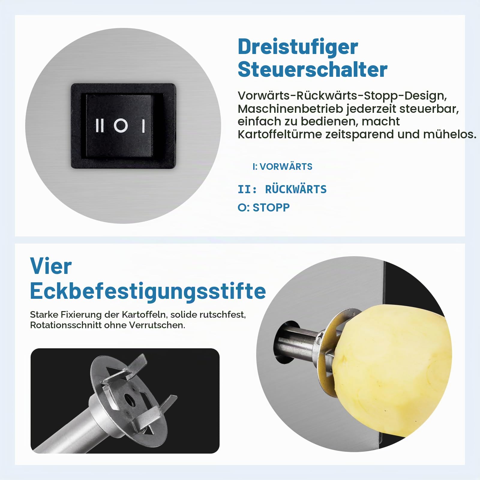 MXBAOHENG Elektrischer Tornado Kartoffelschneider 50 W Gewindelange 15 cm