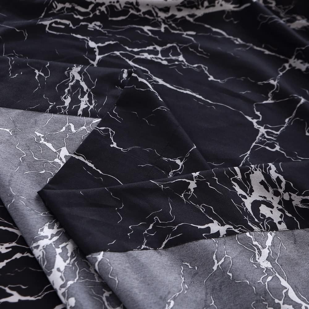 MAG Black Marble, Super Soft Microfiber Bed Sheet 4PC, Marble Bedding Sheet Set Included 1 Fitted Sheet with 2 Pillowcases, 14 Inches Deep (Full, Black)