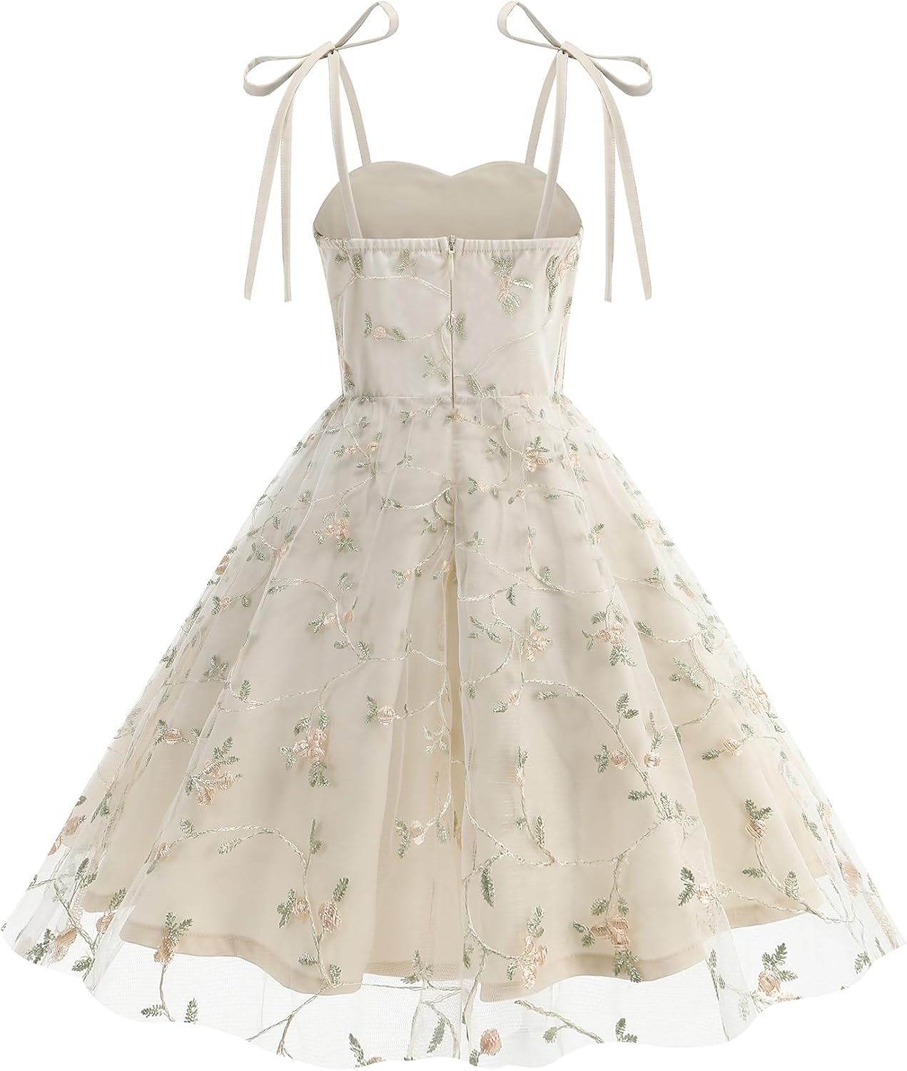 Happy Cherry Flower Girl Tie Strap Floral Tulle Dress Sweatheart Neck Embroidery Lace Mesh Sundress 4-10Y