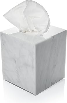 Acrylic Tissue Box Holder, Square Dispenser for Facial Tissues, Napkins, and Dryer Sheets. Perfect for Bathrooms, Desks, Coun