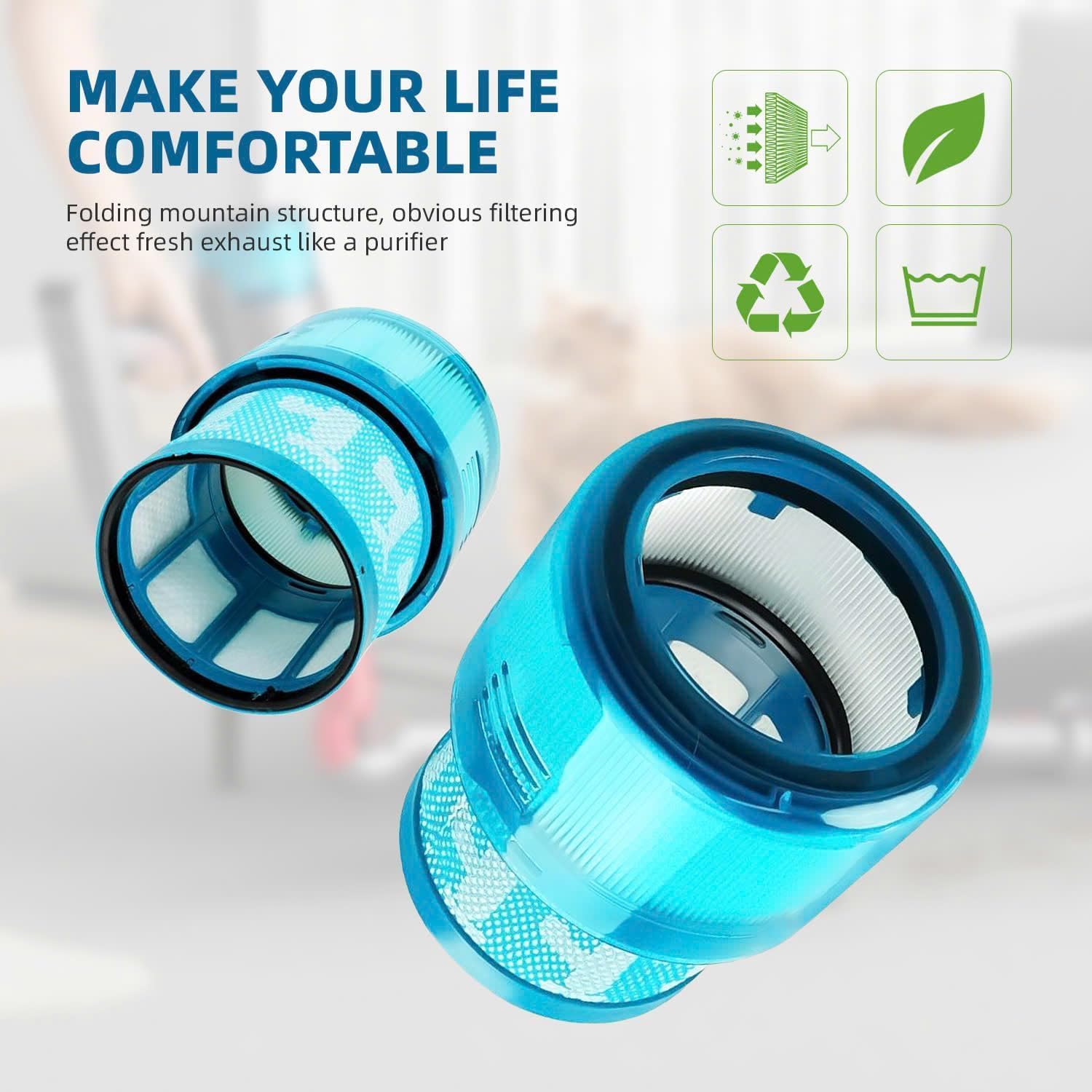 3-Pack Premium True HEPA Replacement Filters for Dyson Gen5 Detect, Dyson Gen5 Detect Filter, Gen5 Detect, Gen5detect Absolute, Gen5outsize Absolute, Gen5detect, Gen5outsize, Part 972352-01 3 Gen5 Blue Filters image 7 of 8 B0FCF97DBG