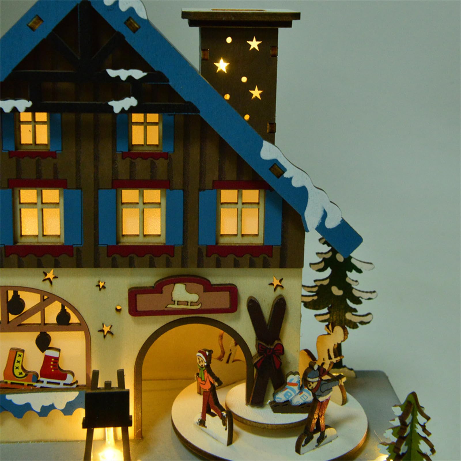 Maison de Village de Noël Lumineuse - Bâtiments Musicaux et Décorations pour Table - Décoration à Piles pour la Maison