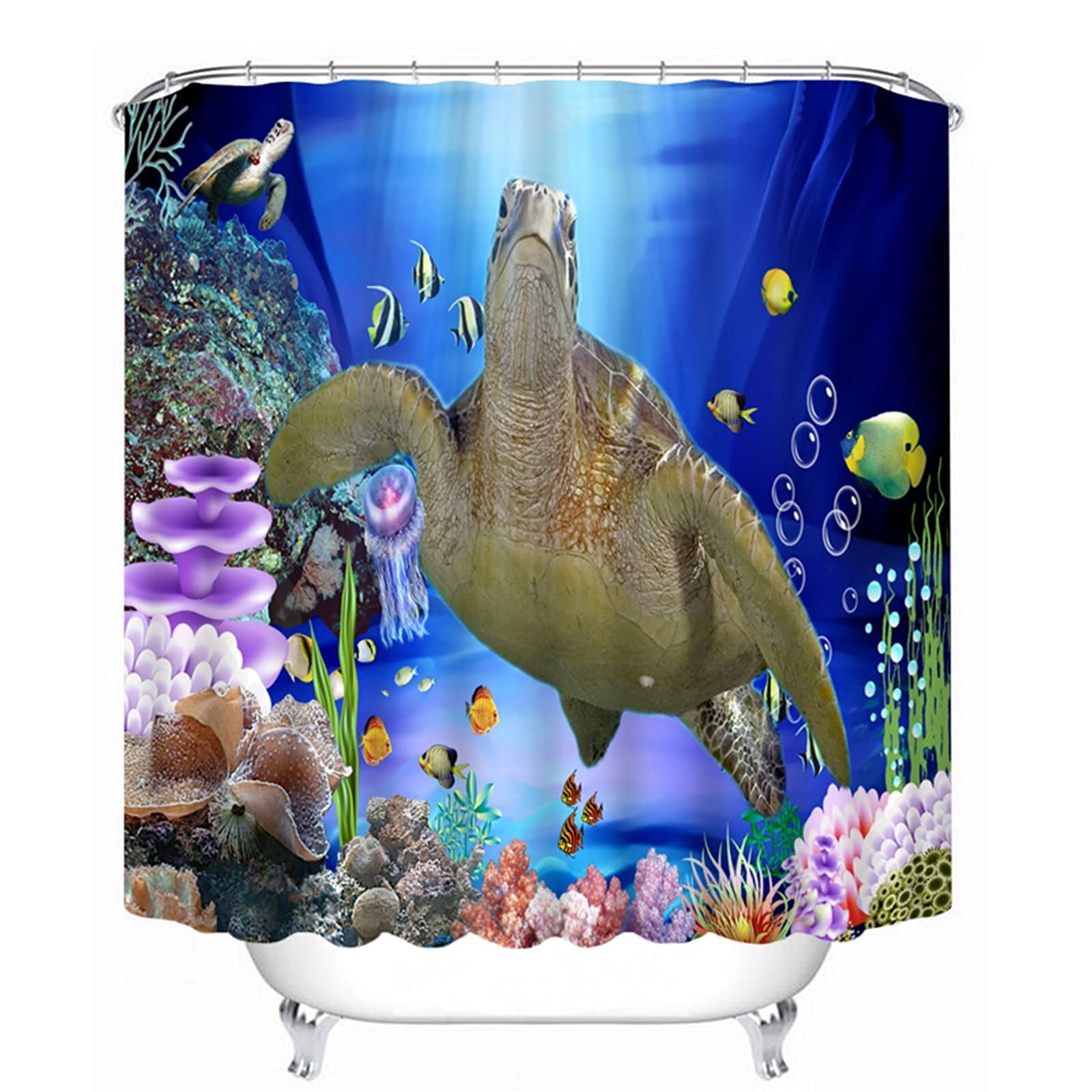 Rideau de douche japonais 200x180cm grand format imprimé mer KnSam