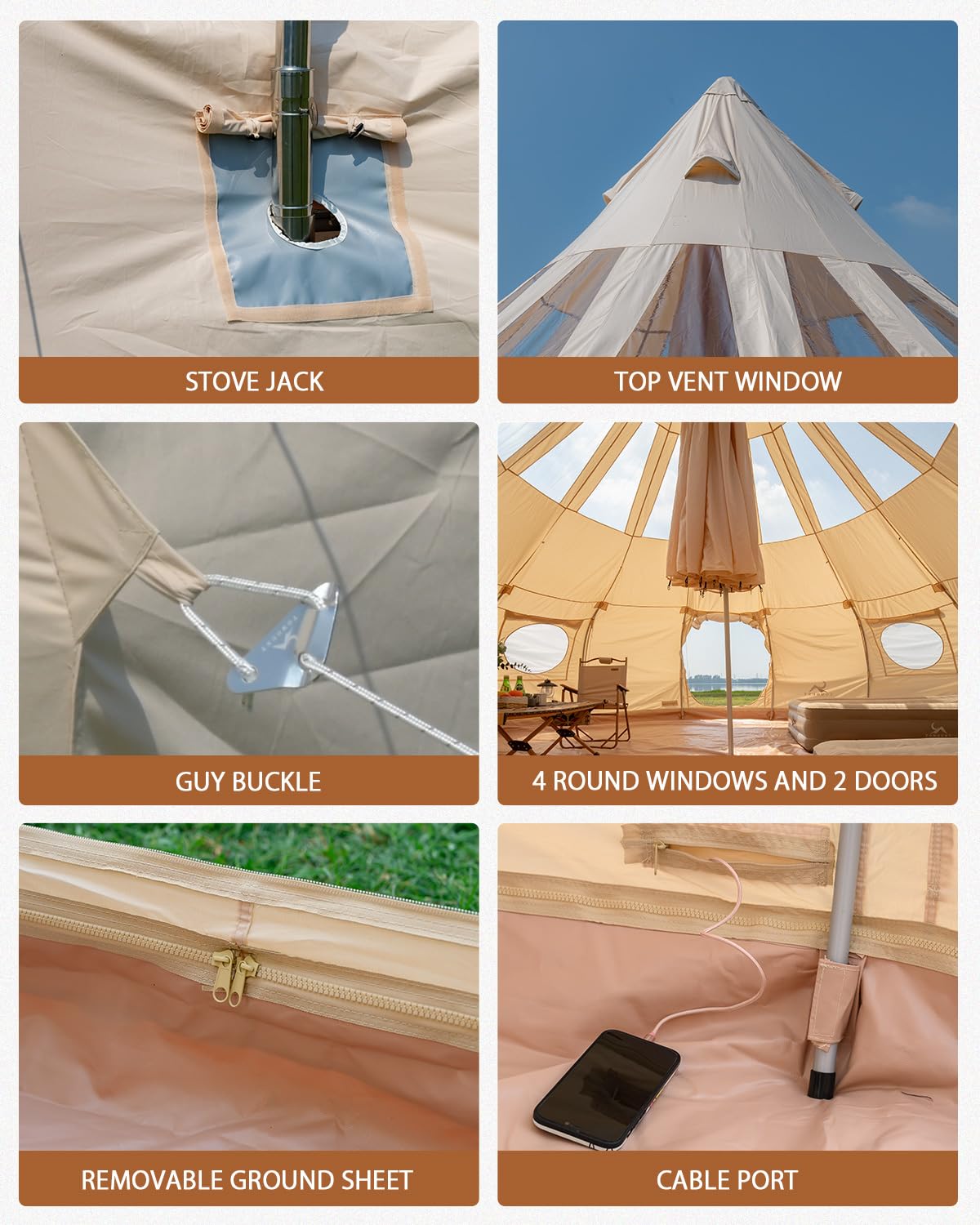 Amazon.com : TOMOUNT Canvas Tent with Rainfly with Stove Jack Bell