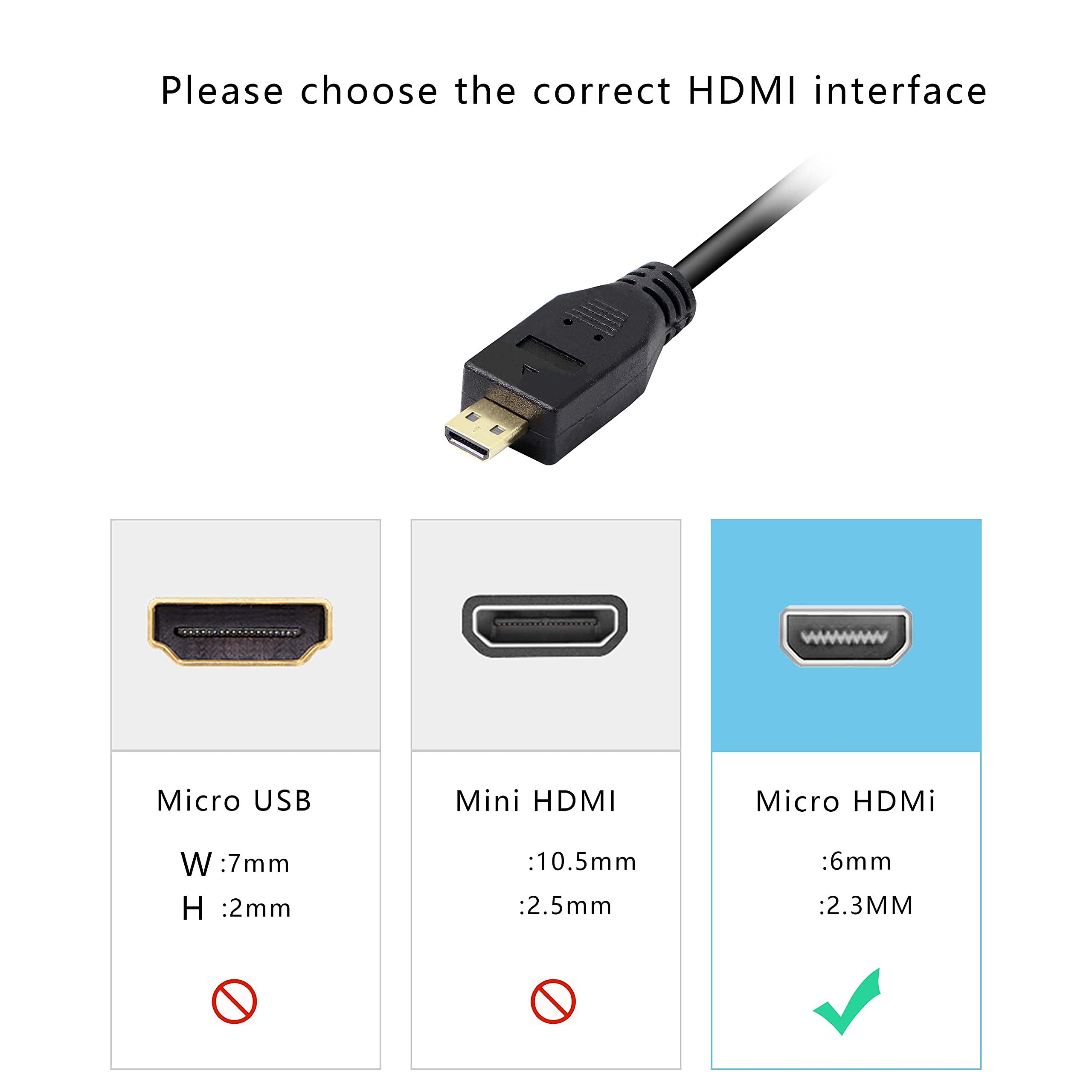 XMSJSIY Adaptateur audio Micro HDMI vers VGA 1080p Full HD Micro HDMI mâle vers VGA femelle Interface pour moniteurs de bureau, projecteurs, ordinateurs portables, tablettes