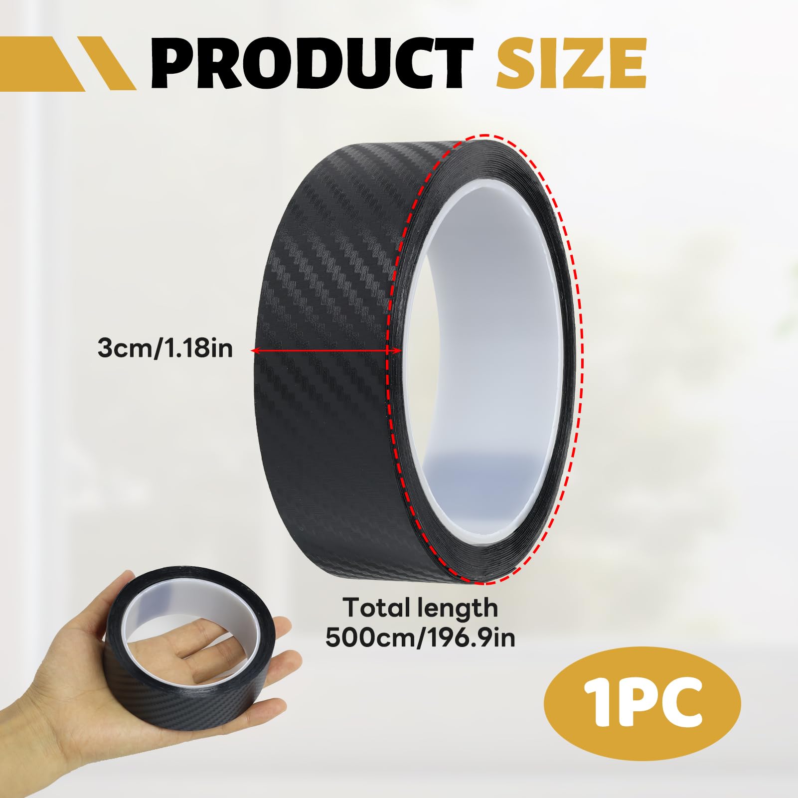Pellicola Carbonio Adesiva 3CM*5M Protezione Paraurti Auto Antigraffio Fibra di Carbonio