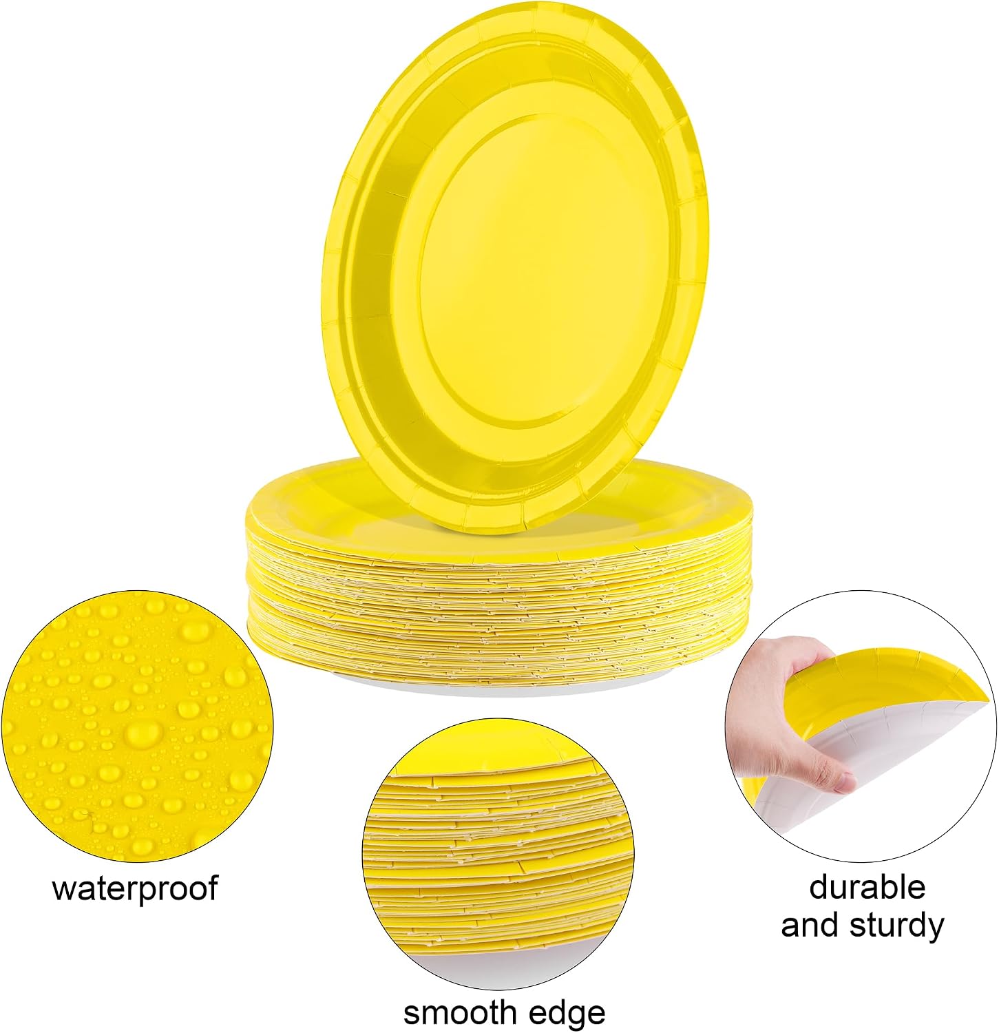 Breroa 72 Pcs Yellow Paper Plates 7 Inch Bulk Yellow Plates Disposable | Dessert Plates Heavy Duty Solid Color Paper Plates Table Decors Party Supply for Birthday Party, Dinner Table, Wedding