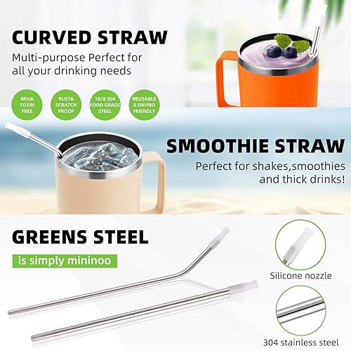 Miniatura 8 de Vaso de 40 oz con asa y popote, vaso aislado con asa a prueba de fugas, vaso grande con tapa y popote (naranja)