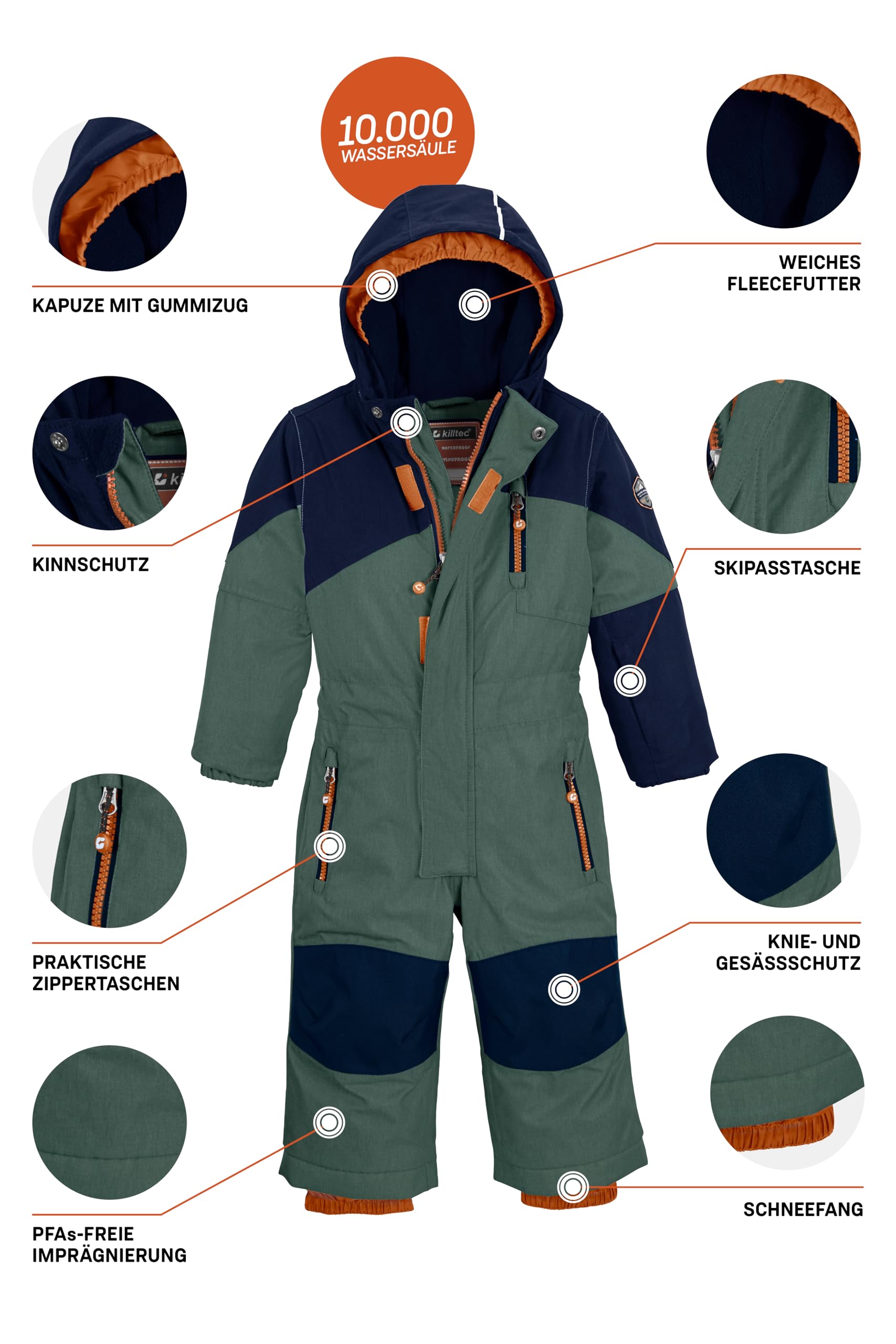 Killtec Kinder Kesley Mini Skioverall mit Kapuze und Schneefang