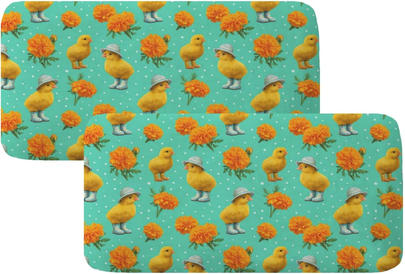 Cute Garden Chick Green Loveseat Covers Couch Covers for 2 Cushion Couch, 2-Piece Stretch Sofa Slipcovers Anti-Slip Washable Furniture Protectors for Dogs Pets