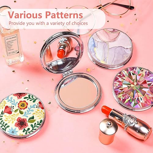 Miniatura 2 de Acedada Espejo compacto, espejo de bolsillo, espejo pequeño para bolso, mini espejo portátil de maquillaje de viaje, plegable de mano de doble cara