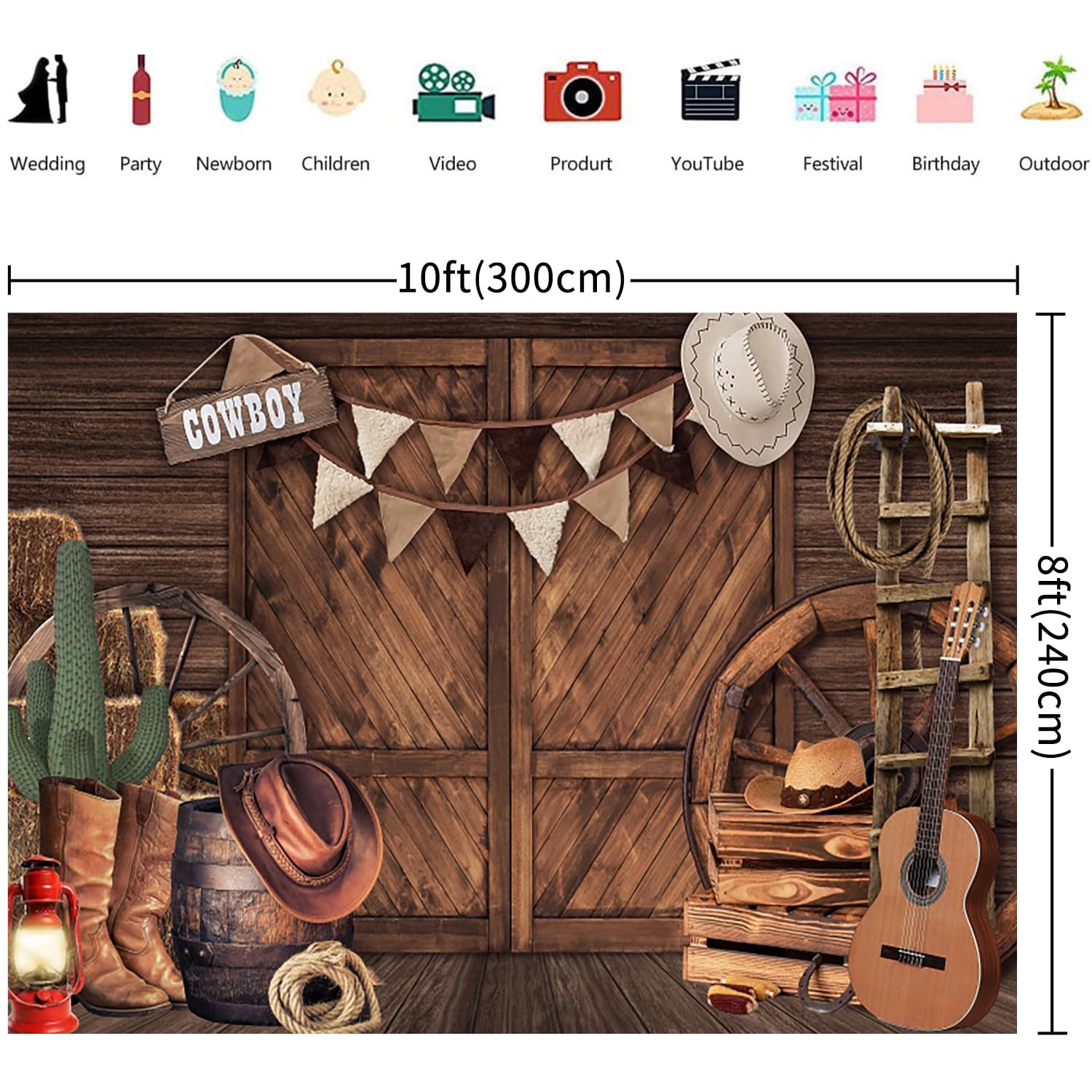 7x5ft Western Cowboy Backdrop Western Party Decorations Wild West Vintage Wooden House Barn Door Photography Background Cowboy Theme Party Decoration