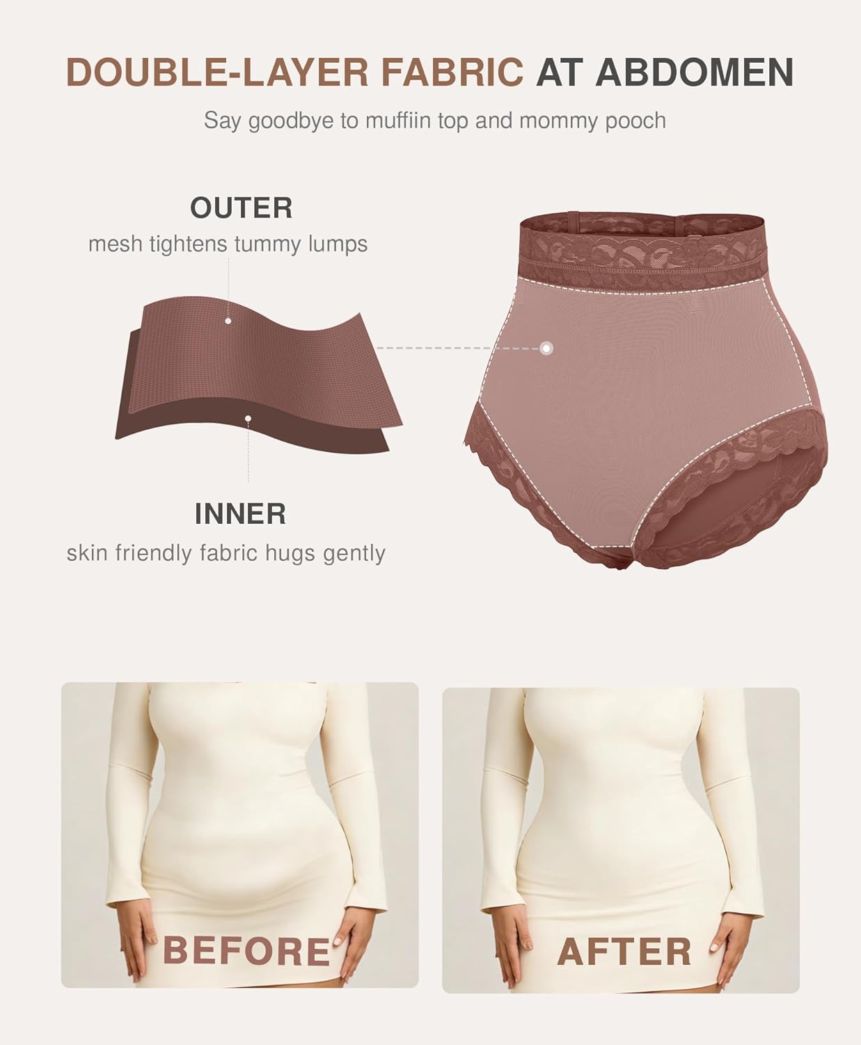 Lover-Beauty Butt Lifting Panties Tummy Control Shapewear for Women No Pad Faja Shorts Lace Booty Lifting Shapewear