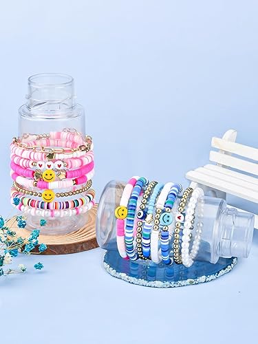 Miniatura 3 de Abitoncc Preppy Heishi - Juego de pulseras de surfista para niñas adolescentes, bonitos aretes estéticos, anillos estéticos preppy coloridos de oro