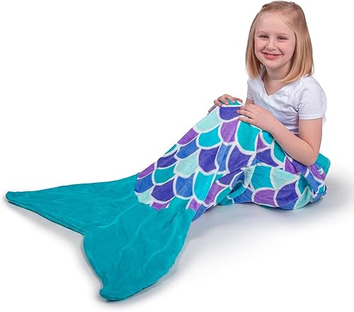 Fin Fun Manta de cola de sirena para niños, niñas y niños, cola de abrazo, perfecta para cumpleaños para niños, sueño acuático