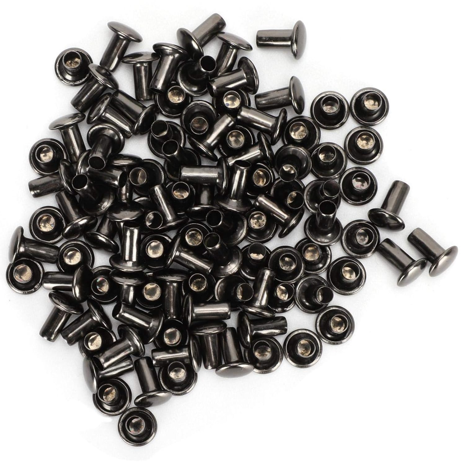 Round Double Cap Rivets, Iron Materials Hollow Rivets, 200Pcs for Family(Hollow Rivet 8 * 8m Gun