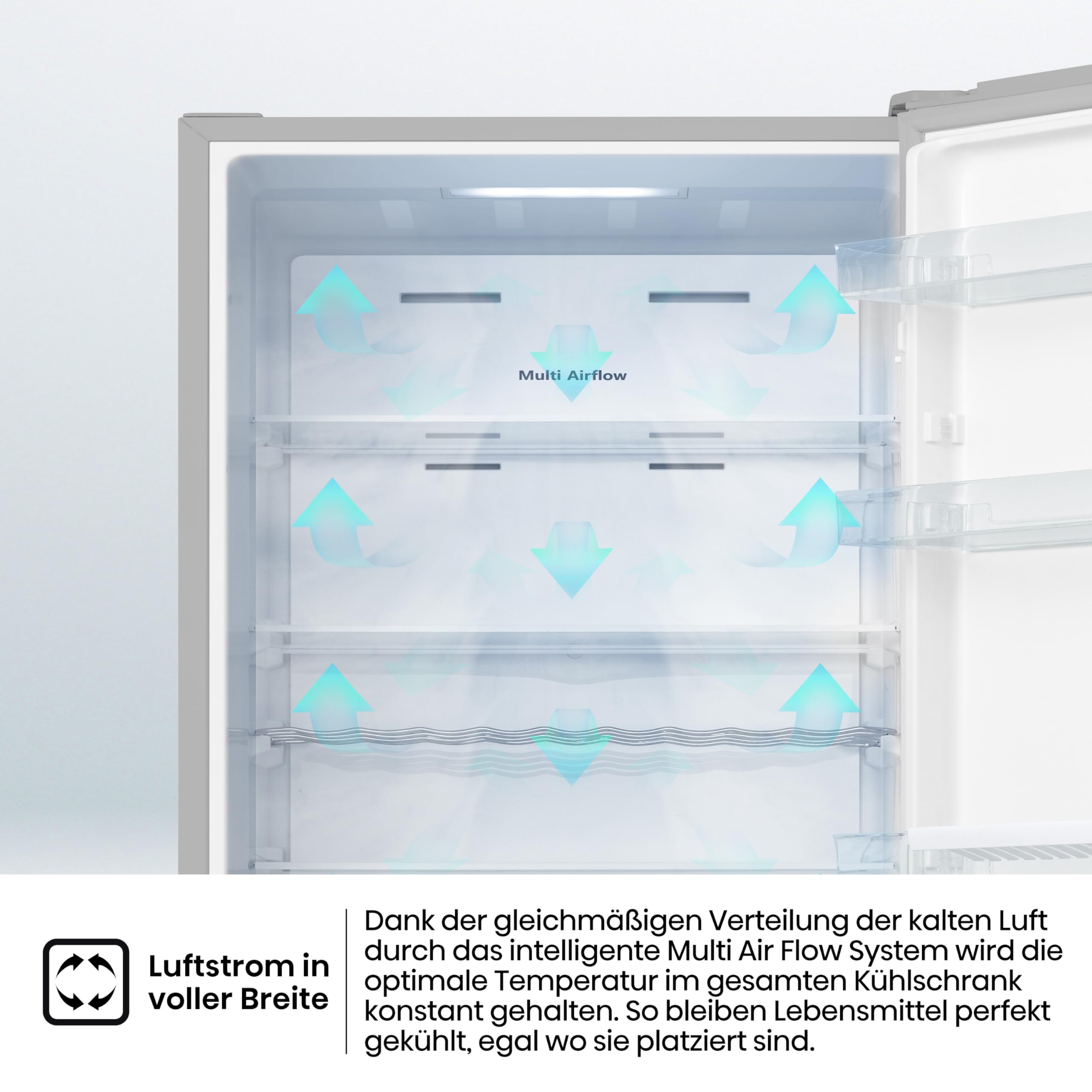 Hisense RL3N319NEIC Kühlschrank/ 172cm hoch/ 322 Liter/Inverter Kompressor/Flaschenhalter/Easy-open Griff/Superkühlen/Multi AirFlow/BxHxT: 59,5×172×60cm/ Silber [Energieklasse C]