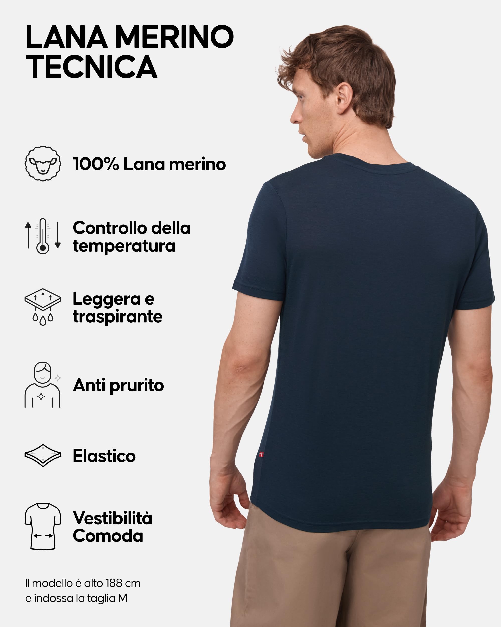 DANISH ENDURANCE Maglia Termica Uomo in 100% Lana Merino, Maglietta T-Shirt Maniche Corte, Traspirante e Anti-umidità, 1 o 2 Paia