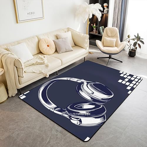 jejeloiu Heahopne - Alfombra de área de 5 x 7 pies, temática musical, para decoración del hogar, alfombra duradera para interiores, alfombra de
