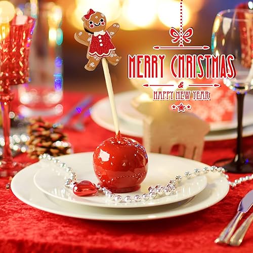 Miniatura 5 de WILLBOND Púas de cóctel de Navidad de 4.7 pulgadas, palillos de dientes de bambú de frutas surtidas, palillos de dientes decorativos, palillos de