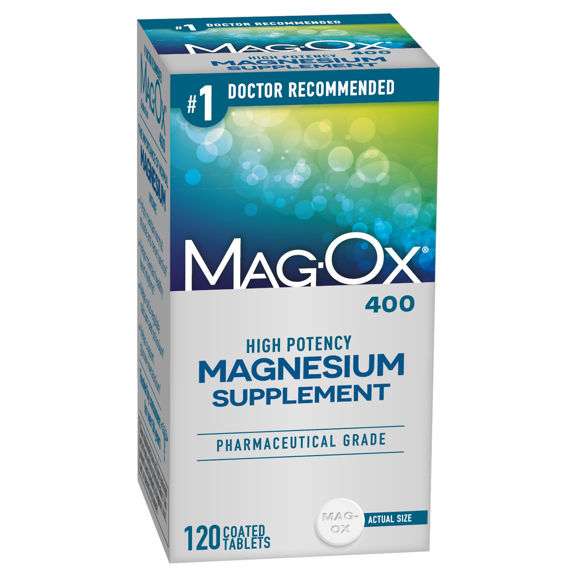 Mag-Ox Magnesium Supplement, Pharmaceutical Grade Magnesium Oxide 483mg, Most Concentrated Form of Magnesium, 120 Tablets 120 Count (Pack of 1) Magnesium