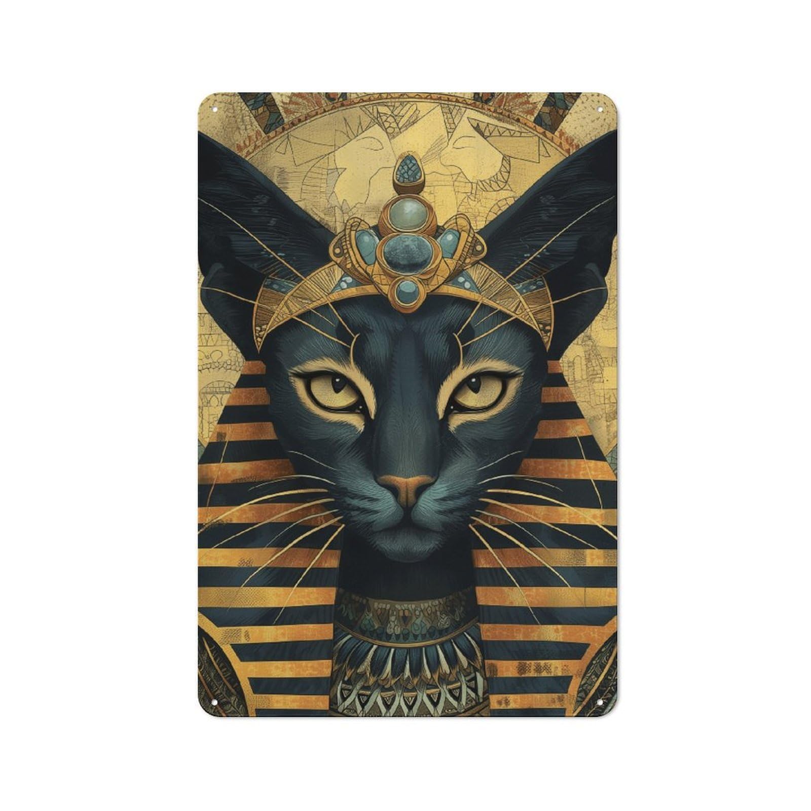 Junmoney Royal Feline Majesty Vintage-Inspired Tin Sign 30X20cm For Café Or Restaurant, For Cooler-Month Interiors With Vintage Character
